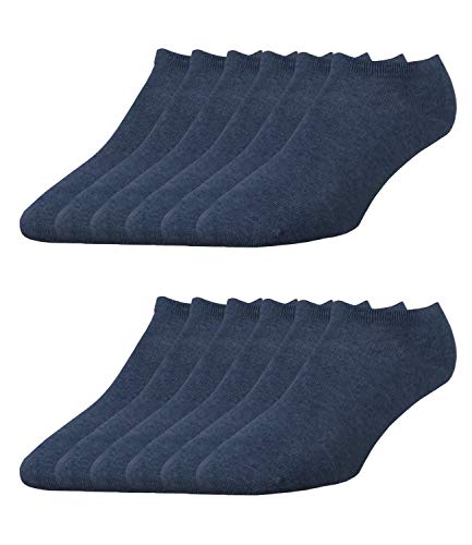ELBEO Herren Sneaker-Socken Freizeitsocken 906609 12 Paar, Farbe:Blau, Menge:12 Paar (4x 3er Pack), Größe:39-42, Artikel:-9758 demin melange