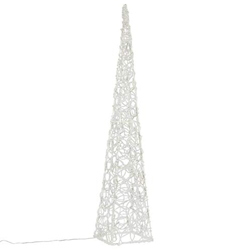LED Pyramide Lichterkegel – Beleuchtung für Weihnachten innen außen – Acryl-Figur mit Trafo IP44 Timer – 60 Leuchten weiß 90 cm hoch Xmas