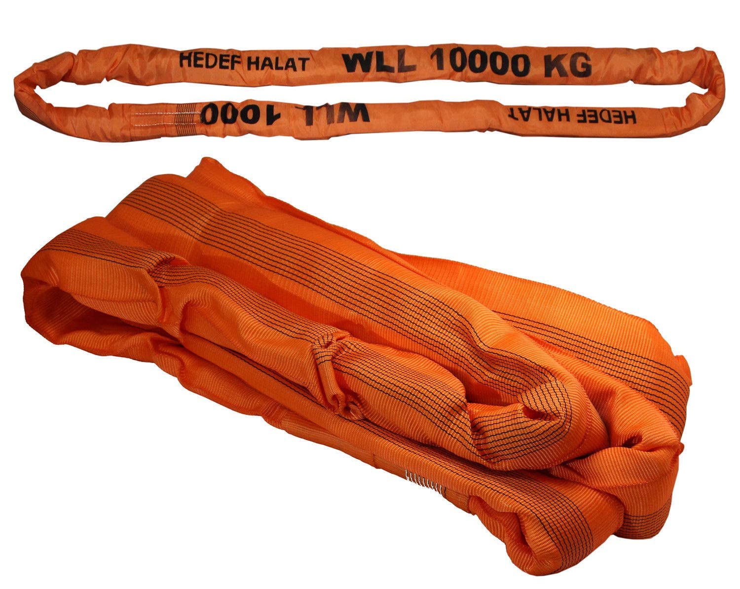 Rundschlinge 10000kg Tragkraft, 10m Umfang, endlos mit Polyesterkern, Hebegurt Hebeband, Orange