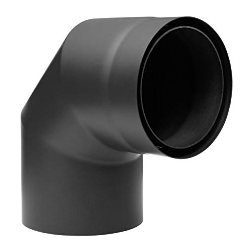 raik SH30004780-sw Rauchrohrbogen/Ofenrohr doppelwandig mit Isolierung, Durchmesser 150 mm, 90°, Schwarz