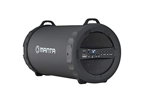 Manta SPK204FM Bluetooth Lautsprecher Musikbox tragbare Bluetooth Box mit FM Radio Micro-SD und USB Kabellos 15 Watt inkl. Tragegurt