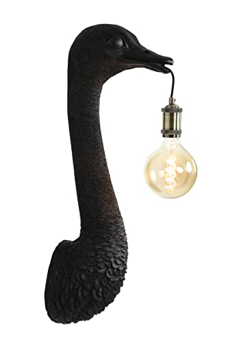 Bada Bing Hochwertige Tier Wandleuchte Vogel Strauß in Schwarz matt ca. 72 cm OSTRICH Wand Lampe mit Schalter Wandlampe Gold Extravagante Straußenlampe Blickfang Edel 12