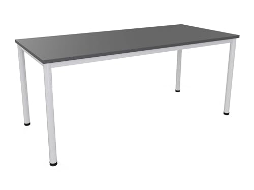 Schreibtisch in verschiedenen Größen und Farben graues Metallgestell Konferenztisch Besprechungstisch Arbeitstisch Universaltisch Bürotisch Verkaufstisch (B: 180 cm x T: 80 cm, Anthrazit)