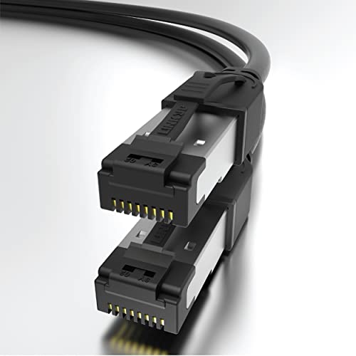 LINKUP - [40Gbps Zertifiziert] Cat8-Ethernet-Patchkabel Doppelt Geschirmt┃2000MHz (2Ghz) Cat8.1┃Zukunftssichere LAN-Kabel Kompatibel mit Cat7 Cat7A Cat6A 25G- 10G- 1G-Netzwerk┃Schwarz┃15ft (4.5M)