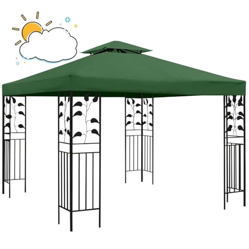 Ersatzdach für Pavillon 3x3m Ersatzabdeckung für Pavillon-Oberseite Outdoor-Pavillon Wasserdicht mit 2-stöckigem Dach, Terrassen-Ersatzzelt Überdachung Outdoor-Garten Terrasse Partyzelt (nur Oben)