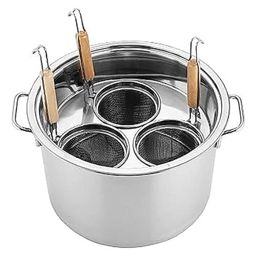 RSBFER 3/4/5 Löcher Nudelkocher-Einsatzset/Kommerzieller Suppentopf mit Trennwand und Sieb für perfektes Kochen und einfaches Abtropfen,3 Holes