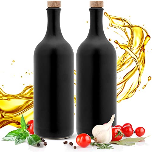 Essig & Öl Spender - Flasche mit Ausgießer, 2er Geschenkset für Feinschmecker handgefertigt und einzigartig im Design Made in Germany authentisch chic und zeitlos (2x 750ml, schwarz)