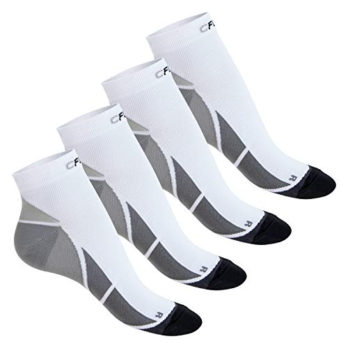 CFLEX Herren & Damen Sport Kompressionssocke (4 Paar) Kurzschaft Socken - Weiß-Grau 39-42