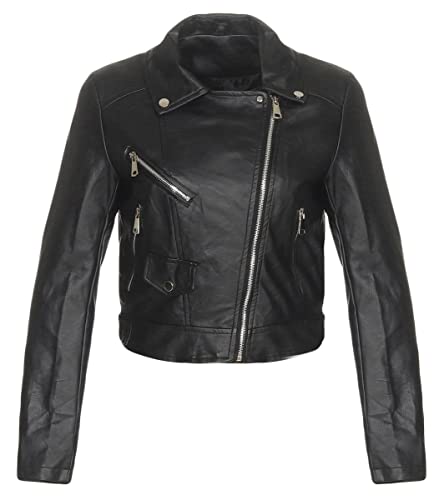 Malito Damen Jacke | Kunstleder Jacke | lässige Bikerjacke mit Zipper | Kurze Jacke - Faux Leather 5173 (schwarz, L)
