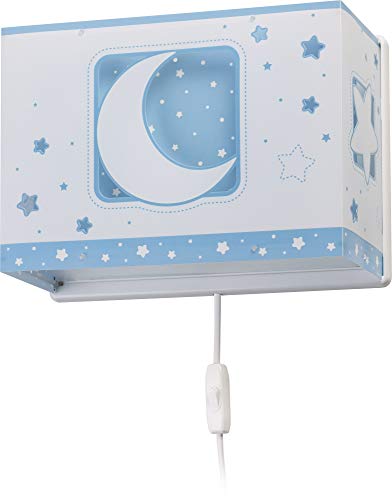 Dalber MoonLight kinder wandlampe Mond und Sterne Moon Light Blau, Polypropylen, 60 W