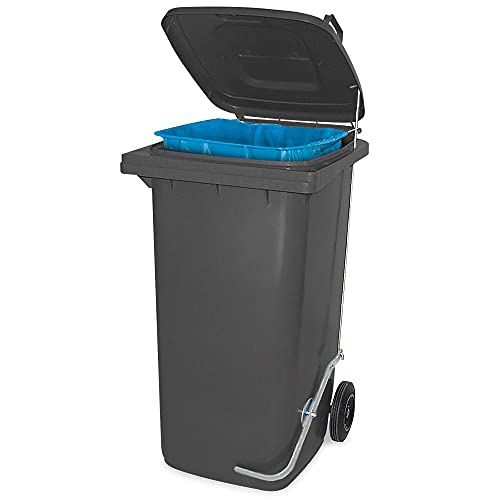Müllbehälter mit Fußpedal u. Klemmring, 120 Liter, anthrazit, BxTxH 480x550x930 mm