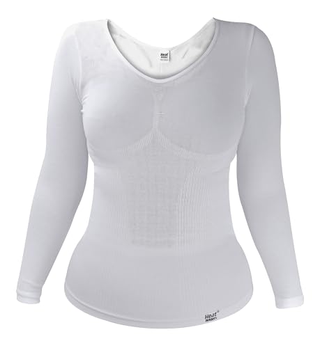 HEAT HOLDERS - Damen Warm Thermo Baumwolle Langarm Unterhemd (S/M (32-38" Bust), White)
