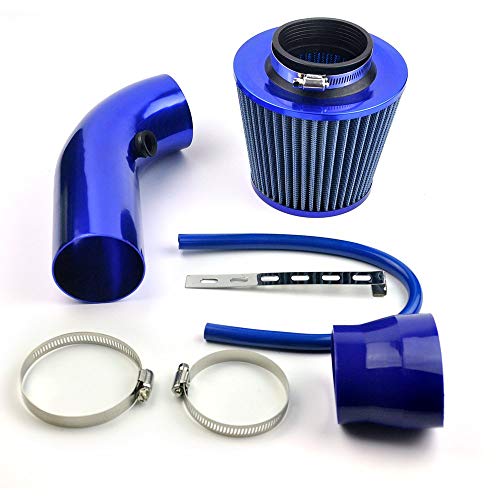 DELIPOP Universal Sportluftfilter Auto Aluminium Pipe Power Flow Kit Blau