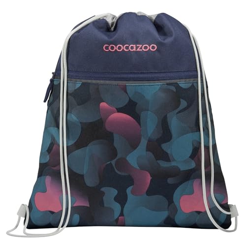 Coocazoo Turnbeutel, Cloudy Peach, rosa-blau, mit Reißverschlussfach und Kordelzug, reflektierende Elemente, Schlaufen zur Befestigung am Schulrucksack, ab der 3. Klasse, ca. 10 Liter