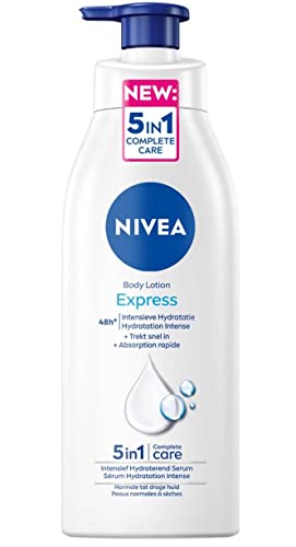 6er Pack - NIVEA Body Lotion"Express" mit Pumpe - für normale Haut - 400 ml