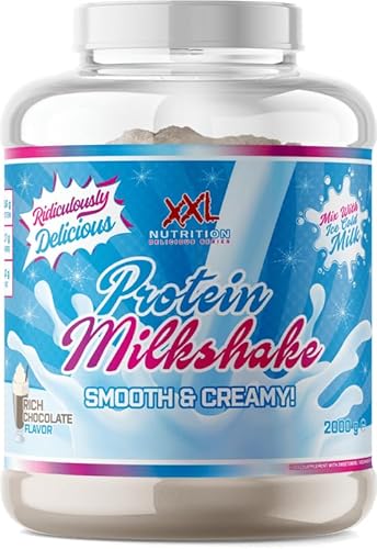 XXL Nutrition - Protein Milkshake - 100% Milkshake Geschmackserlebnis, Whey & Casein Kombination, Natürliche Zutaten - 750 Gramm - Rich Chocolate
