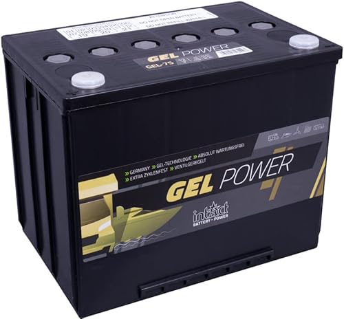 intAct GEL-75 Gel Versorgungsbatterie, 12V 70Ah, ideal zum Einsatz beim Camping, in kleinen Solar-Anlagen oder auf Booten, absolut wartungsfrei und auslaufsicher