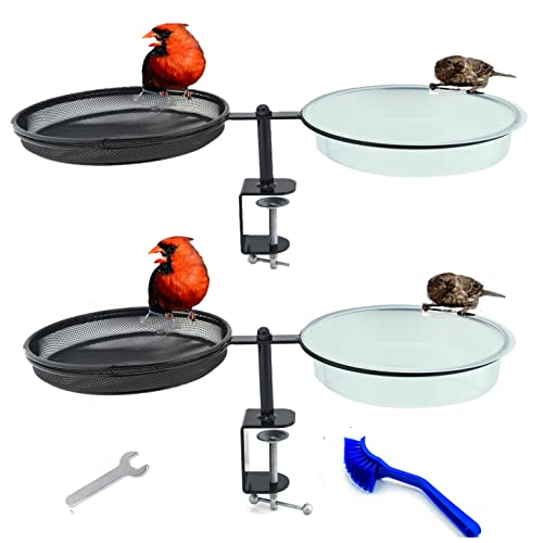 NKSNova Vogelfutterstation und Badewanne, mit Reinigungsbürste und Schraubenschlüssel, 2 Stück