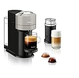 Nespresso Krups XN911B Vertuo Next Kaffeekapselmaschine mit Aerroccino Milchaufschäumer | 1,1 L Wassertank | Kapselerkennung durch Barcode | 5 Tassengrößen | aus 54 % recyceltem Kunststoff | Hellgrau