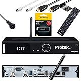 Protek X2 4K UHD Combo Receiver - 1x DVB-S2 1x DVB-C2/T2- WiFi, Infrarot Empfänger, USB2.0&3.0, HDTV, 2160p, H.265, HDR XAIOX HDMI Kabel + SAT-Kabel + 16GB USB Stick [Astra & Hotbird vorprogrammiert]