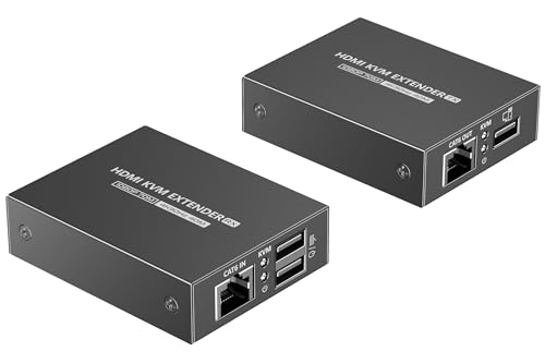 PremiumCord HDMI KVM Extender über CAT6/6A/7 bis zu 70m, UHD 4K 2160p 30Hz, Full HD 1080p, USB-Übertragung, HDMI 1.4, HDCP 1.4, HDR 10, Ohne Verzögerung, Metallgehäuse