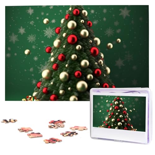 Runde Kugel Weihnachtsbaum Puzzles 1000 Teile Personalisierte Puzzles Fotos Puzzle für Familie Bild Puzzle für Erwachsene Hochzeit Geburtstag (74,9 x 50 cm)