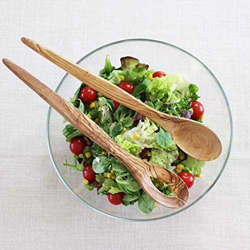 mitienda mit Liebe gemacht Salatbesteck Spitz lang aus Olivenholz, Holzbesteck