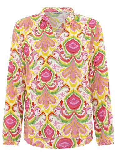 Zwillingsherz Bluse Ornamente aus 100% Viskose für Damen Frauen - Hochwertiges Langarm Tunika Oberteil Top Shirt Hemd Ärmel - Frühling Sommer Herbst