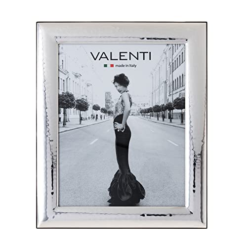 Valenti&Co. - Bilderrahmen - Silber in gehämmerter Optik - glänzend Hochzeit, zum Geburtstag von Freunden oder für die Eltern - für Fotos im Format 20 x 25 cm