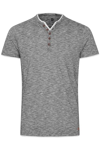 !Solid Digos Herren T-Shirt Kurzarm Shirt Mit Grandad-Ausschnitt Im Double-Layer Look Aus 100% Baumwolle, Größe:M, Farbe:Black (9000)