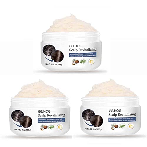EELHOE Scalp Revitalizing Shampoo, Probiotics Filtrate + Coconut Oil Micro-Exfoliating Shampoo, Scalp Exfoliating Scrub Shampoo, Scalp Scrub Treatment to Soothe a Dry, Flaky, Itchy Scalp (3 Stück)