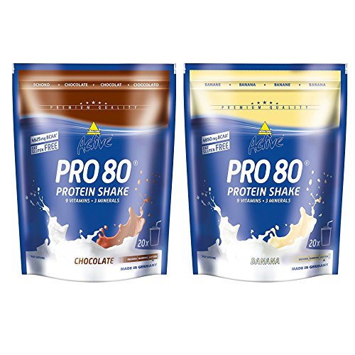 Inkospor Active Proteinshake Pro 80 Beutel 2er Mix Pack (2 x 500 g) Schoko/Banane, 1er Pack (1 x 1 kg)