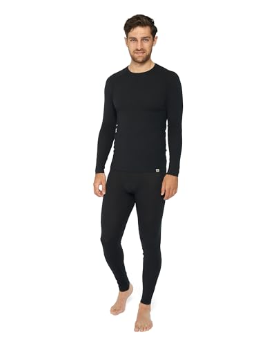 DANISH ENDURANCE Men's Merino Baselayer Set (LS Shirt + Tights) S Black 1-Pack