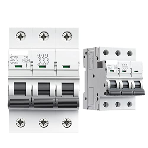 Automatischer Schalter Leistungsschalter Gym9 3p 6ka Mini Din Rail Leistungsschalter 6a 10a 16a 20a 25a 32a 40a 50a 63a AC Typ MCB 400V (Color : 25a, Size : 3 Pole C Curve)