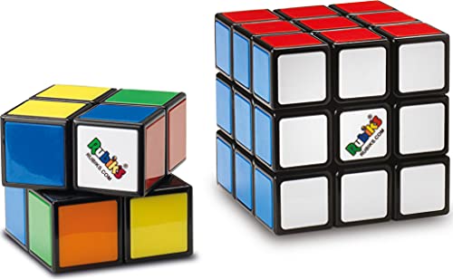 Rubik's Würfel Advanced 3 x 3 Spiel mit bunten Puzzlespieln – Set mit Würfeln 2 x 2 und 3 x 3 cm, originelle Farbabstimmung mit Anleitung – 6064009 – Spielzeug für Kinder ab 8 Jahren, Schwarz