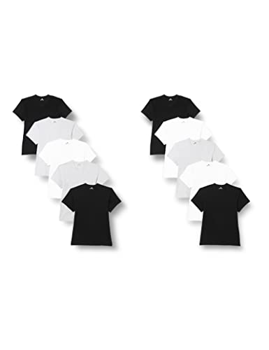 Lower East mit mit V-Ausschnitt T-Shirt, Mehrfarbig Schwarz/Weiß/Grau Melange), Small (Herstellergröße: S), 10er-Pack