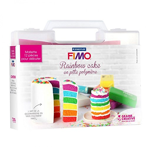Koffer Regenbogen Kuchen Fimo