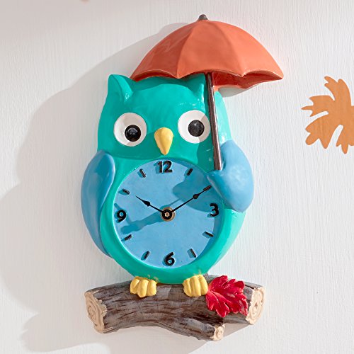 Fantasy Fields Kinder Blau Holz Eule Schlafzimmer-Wanduhr Geschenk TD-12631A