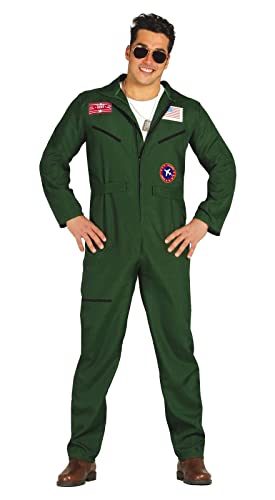 MIMIKRY Herren-Kostüm Overall Pilot Jagdflieger Jetpilot Kampfpilot Kampfjet Army Flieger, Größe:L