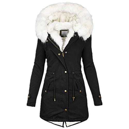 Wattierte Wintermäntel für Damen, mittellang, Parkas mit Kapuze, BK, 38