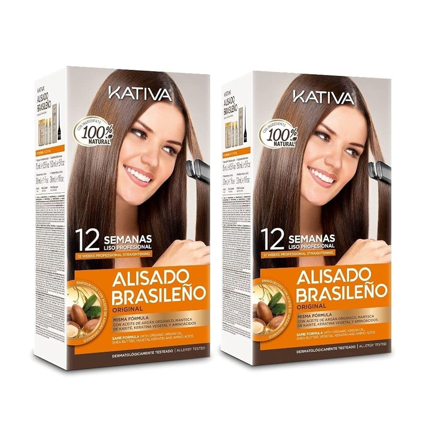 Kativa - Brasilianisches Glättungs-Set mit Keratin und Arganöl, 2 x 150 ml
