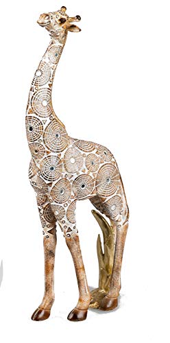Giraffe Giraffen Giraffenpaar aus Kunststein Dekofiguren Afrika mit Spiegel Elementen sehr dekorativ (Einzelfigur 38 cm)