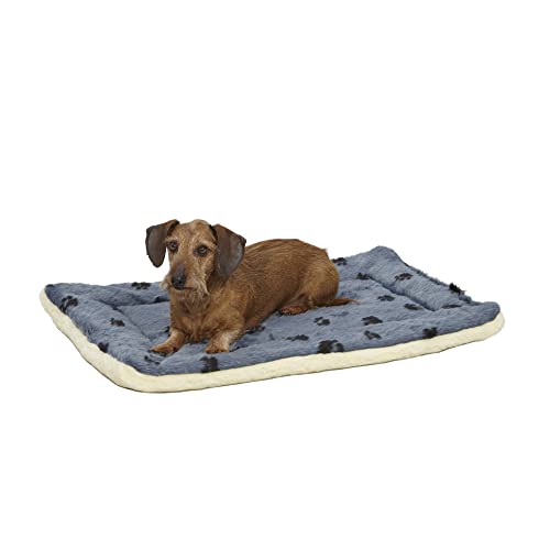 MidWest Homes for Pets Midwest Quiet Time-Wendebett für Hunde aus Fleece mit Pfotenmuster (73,66 x 50,80 cm), Blau