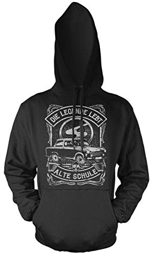 Uglyshirt89 Alte Schule Trabant Männer und Herren Kapuzenpullover | DDR Nostalgie Ossi 600 601 Kübel Trabi (XL, Schwarz Trabant 601)