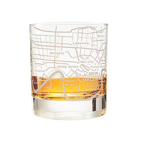 Greenline Goods Whiskey-Gläser – 284 ml Tumbler für New Orleans Liebhaber (Einzelglas) | geätzt mit New Orleans Karte | Old Fashioned Rocks Glas