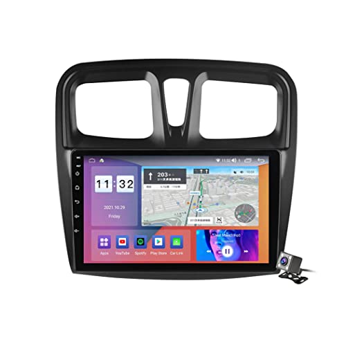 Android 11-Autoradio für Renault Logan Sandero Dacia 2014–2019, 9-Zoll-Bildschirm, FM-AM-Radio mit Carplay, Android Auto/Bluetooth/GPS-Navigation/Rückfahrkamera/DSP-Multimedia/Sprachsteuerung