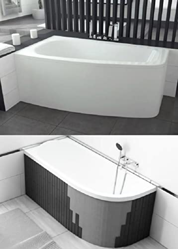 BADLAND Eckbadewanne Badewanne Luna LINKS 150x80 mit Ablaufgarnitur und Füßen GRATIS mit Styroporverkleidung