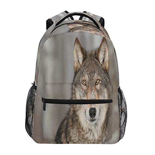 Großer Rucksack mit Wolf-Motiv, 40,6 x 29,5 x 17,9 cm, für Reisen, Wandern, Schultasche für Erwachsene und Jungen