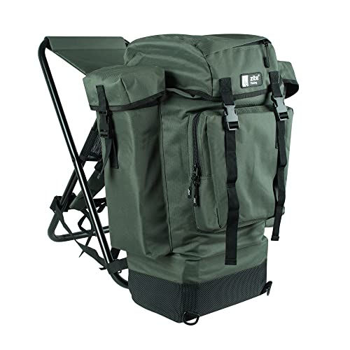 Zite Fishing Angelrucksack mit Stuhl - Rucksack-Stuhl Faltbar Angeln & Camping - Hocker Klappbar mit Stauraum - Angeltasche & Sitzkiepen Alternative