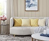 Penguin Home 4er pack koordiniert Dekorative quadratische Kissenbezüge Luxus und stilvolle Taschen für das Wohnzimmer-Sofa, Schlafzimmer mit unsichtbarem Reißverschluss 45 x 45 cm - Gelb